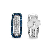Bids.com 0.51 Carat Genuine Blue Diamond & White Diamond .925 Sterling Silver Earrings Earrings