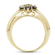 Bids.com 14K Yellow Gold Plated 0.98 Carat Genuine Black Diamond .925 Sterling Silver Ring Rings