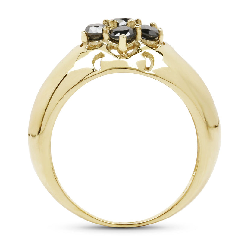Bids.com 14K Yellow Gold Plated 0.98 Carat Genuine Black Diamond .925 Sterling Silver Ring Rings