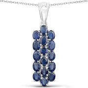 Bids.com 10.40 Carat Genuine Blue Sapphire .925 Sterling Silver 3 Piece Jewelry Set (Ring, Earrings, and Pendant w/ Chain) Jewelry Sets