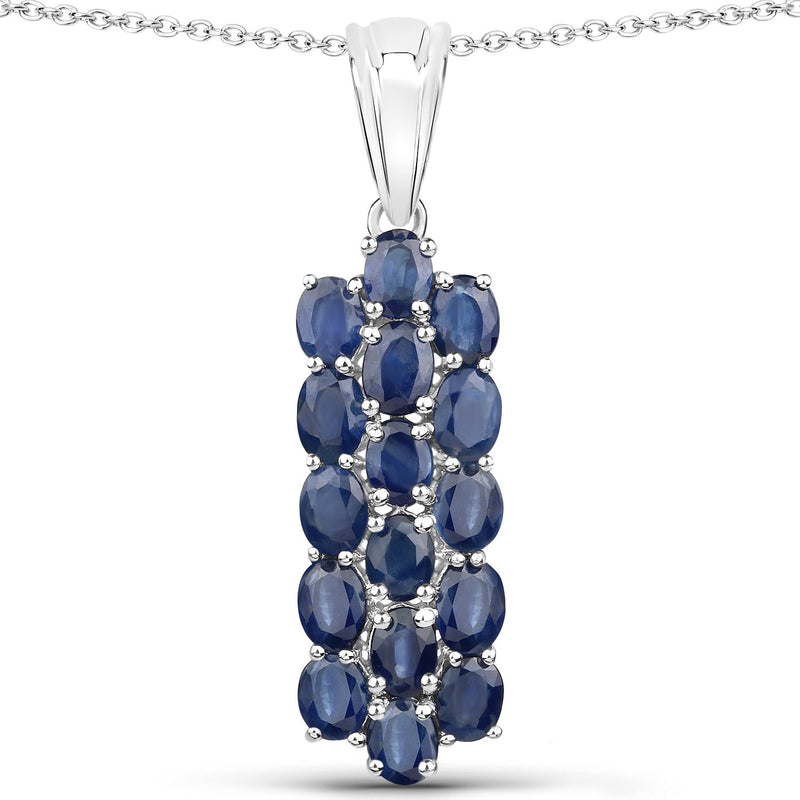 Bids.com 10.40 Carat Genuine Blue Sapphire .925 Sterling Silver 3 Piece Jewelry Set (Ring, Earrings, and Pendant w/ Chain) Jewelry Sets