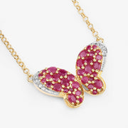 Bids.com 4.15 Carat Genuine Ruby and White Zircon .925 Sterling Silver Pendant Pendants