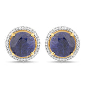Bids.com 5.20 Carat Dyed Sapphire and White Diamond .925 Sterling Silver Earrings Earrings