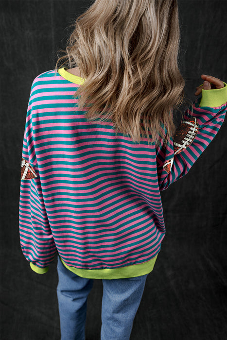 Striped Football Long Sleeve Sweatshirt