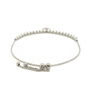 Bids.com Adjustable Bead Bracelet with Round Charm and Cubic Zirconias in Sterling Silver Bracelets