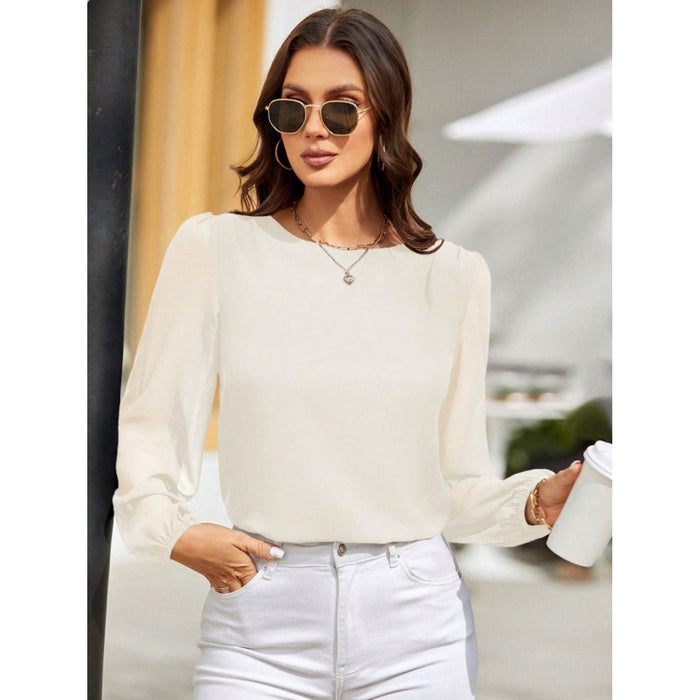 Round Neck Long Sleeve Blouse