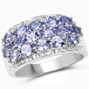 Bids.com 2.76 Carat Genuine Tanzanite and White Topaz .925 Sterling Silver Ring Rings
