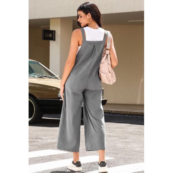 Pocketed Wide Leg Overall