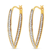 Bids.com 10K Yellow Gold 1/2 Cttw Round-Cut Diamond Modern Hoop Earrings (I-J Color, I2-I3 Clarity) Earrings