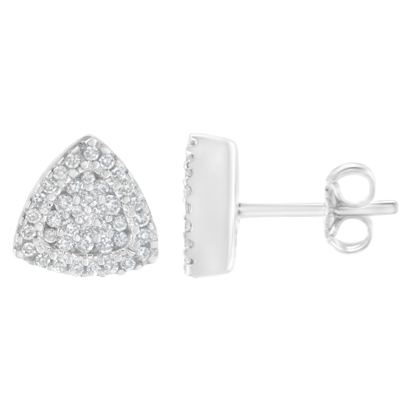 Bids.com 14K White Gold 1/2 cttw Trillion Shaped Diamond Stud Earrings (H-I Clarity, SI2-I1 Color) Earrings