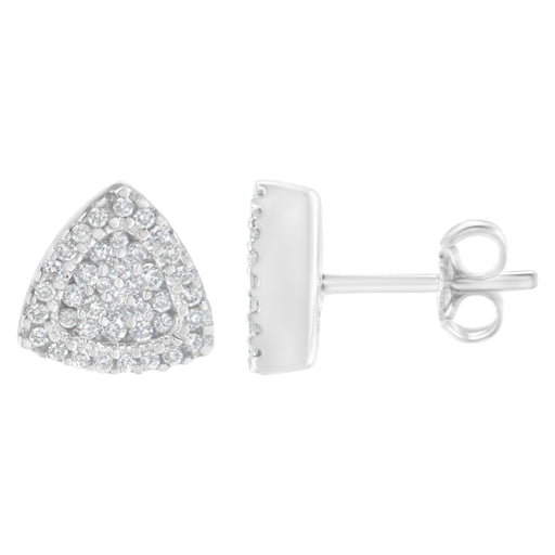 Bids.com 14K White Gold 1/2 cttw Trillion Shaped Diamond Stud Earrings (H-I Clarity, SI2-I1 Color) Earrings