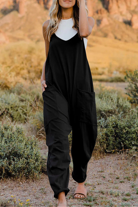 Full Size V-Neck Sleeveless Jumpsuit with Pockets