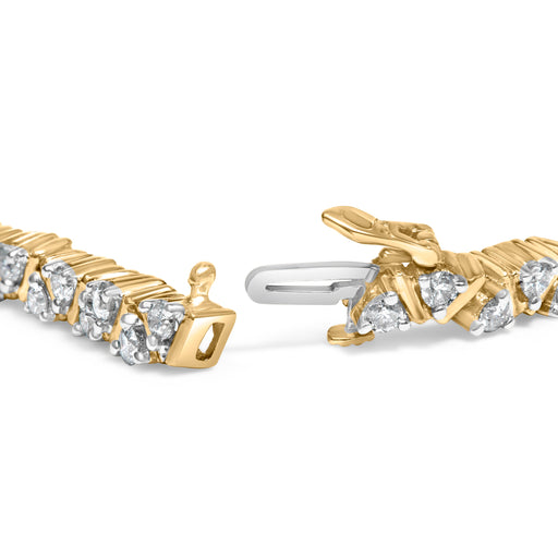 Bids.com 14K Yellow Gold 4.00 Cttw Diamond Triangle Link Tennis Bracelet (H-I Color, I1-I2 Clarity) - 7" Inches Bracelets