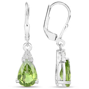 Bids.com 2.80 Carat Genuine Peridot and White Zircon .925 Sterling Silver Earrings Earrings