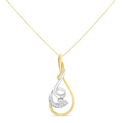 Bids.com Espira 10K Two-Tone Yellow & White 1/6 Cttw Brilliant-Cut Diamond Layered Spiral 18" Pendant Necklace (H-I Color, I2-I3 Clarity) Necklaces