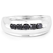 Bids.com 0.50 Carat Genuine Black Diamond .925 Sterling Silver Ring Rings