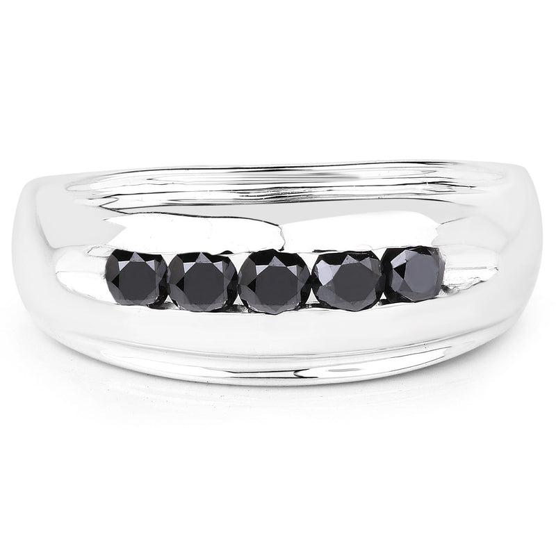 Bids.com 0.50 Carat Genuine Black Diamond .925 Sterling Silver Ring Rings