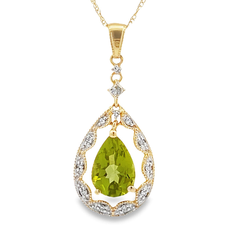 Bids.com Peridot Diamond Fashion Pendants 14KT Yellow Gold Pendants