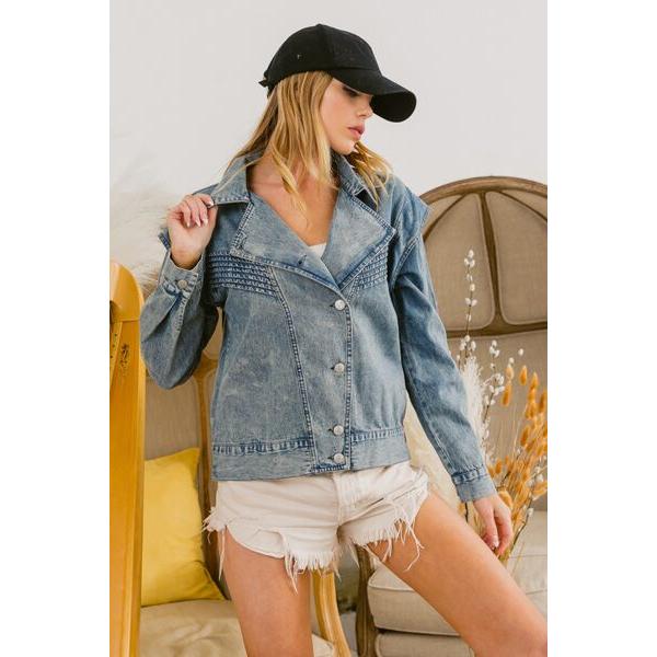 BiBi Button Up Long Sleeve Denim Jacket