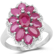 Bids.com 3.05 Carat Glass Filled Ruby .925 Sterling Silver Ring Rings