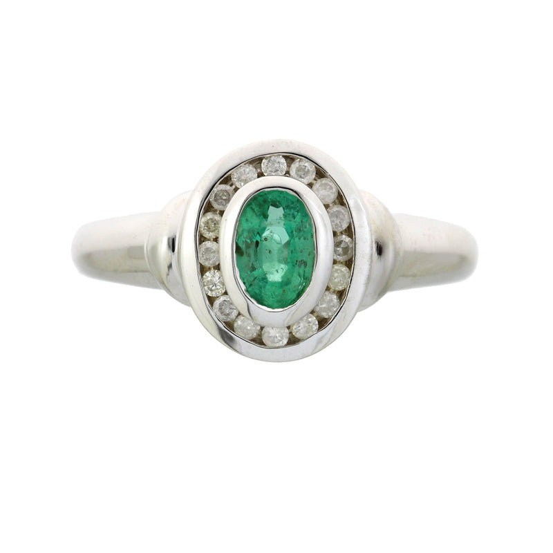 Bids.com .60ct Emerald Diamond Ring 10KT White Gold Rings
