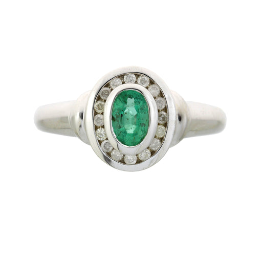 Bids.com .60ct Emerald Diamond Ring 10KT White Gold Rings