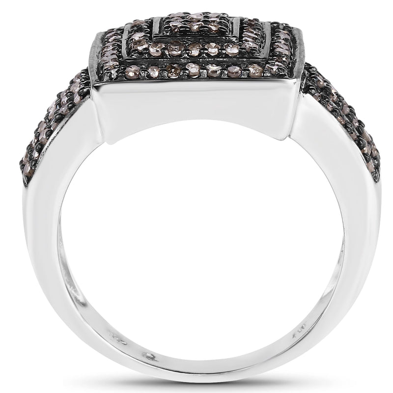 Bids.com 0.42 Carat Genuine Champagne Diamond .925 Sterling Silver Ring Rings