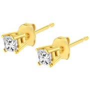Bids.com 14K Yellow Gold 1/5 Cttw Princess-Cut Square Near Colorless Diamond Classic 4-Prong Solitaire Stud Earrings (I-J Color, I2-I3 Clarity) Earrings