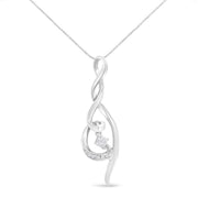 Bids.com Espira 10K White Gold 1/10 cttw Diamond Swirl Pendant Necklace (I-J, I1-I2) Necklaces
