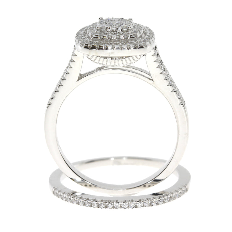 Bids.com Cubic Zirconium CZ SS Bridal Sterling Silver Rings