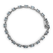Bids.com .925 Sterling Silver 11.0 Cttw Oval Shaped Created Light Blue Topaz Link Bracelet - 7 inch Bracelets