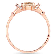 Bids.com 0.75 Carat Genuine Morganite and White Diamond 14K Rose Gold Ring Rings