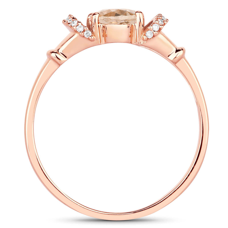 Bids.com 0.75 Carat Genuine Morganite and White Diamond 14K Rose Gold Ring Rings