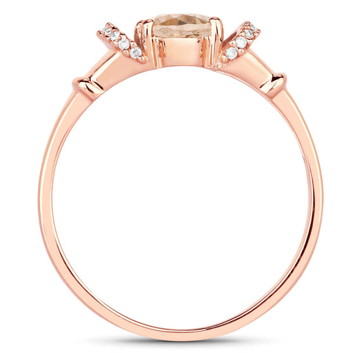 Bids.com 0.75 Carat Genuine Morganite and White Diamond 14K Rose Gold Ring Rings