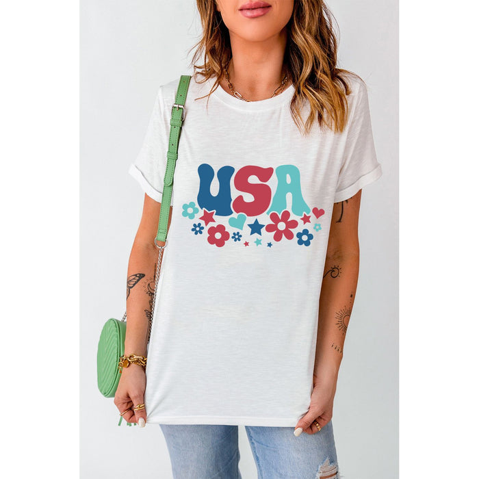 USA Round Neck Short Sleeve T-Shirt