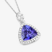 Bids.com 1.71 Carat Genuine Tanzanite and White Diamond 14K White Gold Pendant Pendants