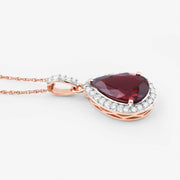 Bids.com 3.29 Carat Genuine Rhodolite and White Diamond 14K Rose Gold Pendant Pendants