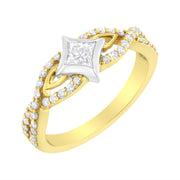 Bids.com 10K Two Tone Color 2/3 Cttw Diamond Kite and Twist Shank Ring (H-I Color,SI2-I1 Clarity) Rings