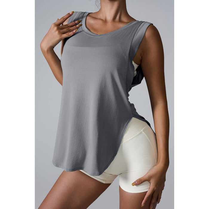 Slit Round Neck Active Tank