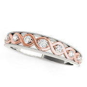 Bids.com 14k White And Rose Gold Infity Diamond Wedding Band (1/8 cttw) Rings