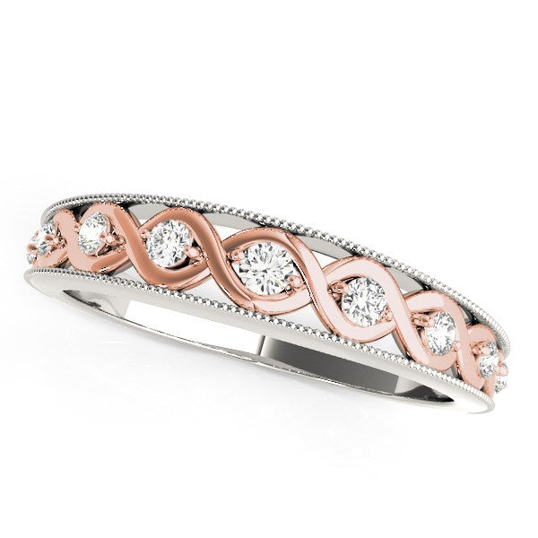 Bids.com 14k White And Rose Gold Infity Diamond Wedding Band (1/8 cttw) Rings