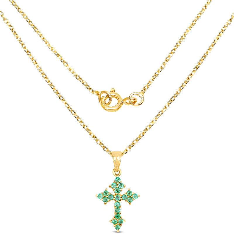 Bids.com 14K Yellow Gold Plated 1.05 Carat Genuine Zambian Emerald .925 Sterling Silver Pendant Pendants