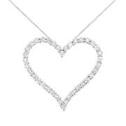 Bids.com .925 Sterling Silver 3.0 cttw Round-Cut Diamond Open Heart Pendant Necklace (I-J Color, I2-I3 Clarity) - 18" Necklaces