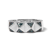 Bids.com 14K White Gold 1/4 Cttw Treated Blue Diamond Pyramid Band Ring (Blue Color, SI1-SI2 Clarity)- Size 7 Rings
