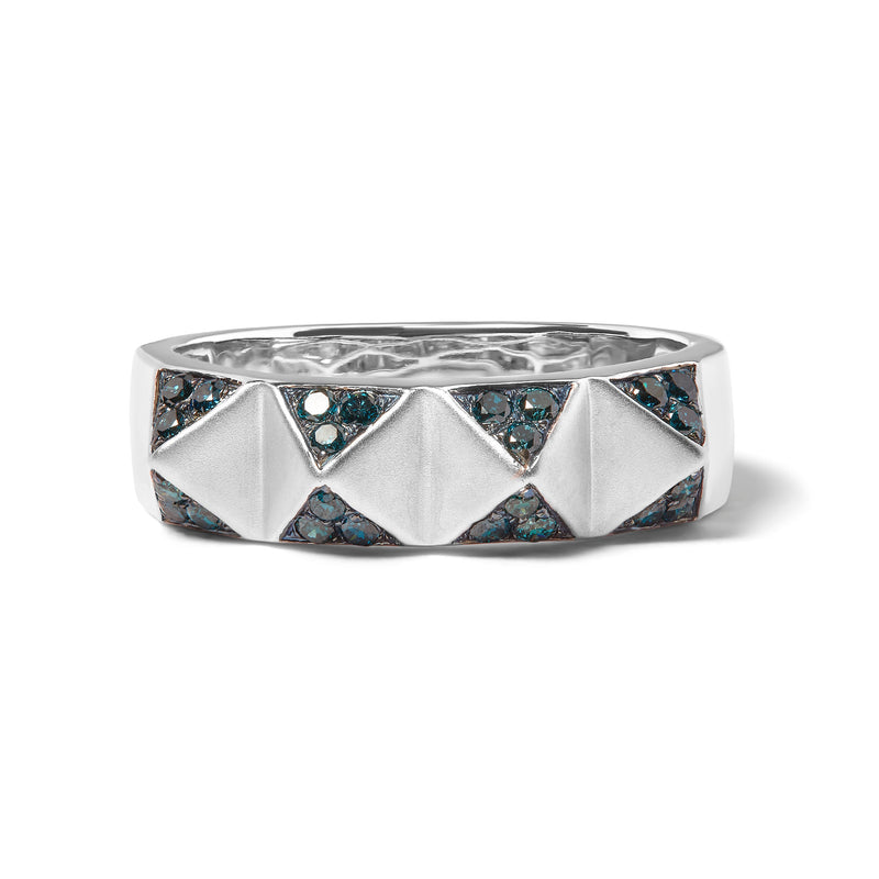 Bids.com 14K White Gold 1/4 Cttw Treated Blue Diamond Pyramid Band Ring (Blue Color, SI1-SI2 Clarity)- Size 7 Rings
