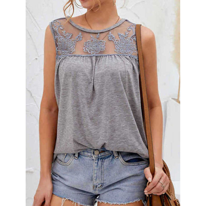 Lace Detail Round Neck Tank