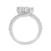 Bids.com 10K White Gold Two-Stone Miracle-Set Diamond Bypass Ring (1 Cttw, H-I Color, I1-I2 Clarity) - Size 6 Rings