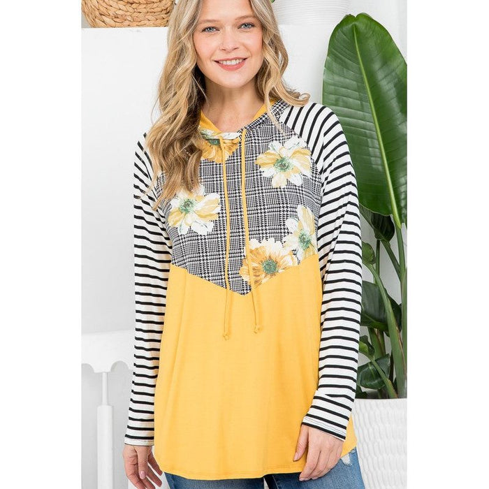 Plus Floral Stripe Mix Sweatshirts