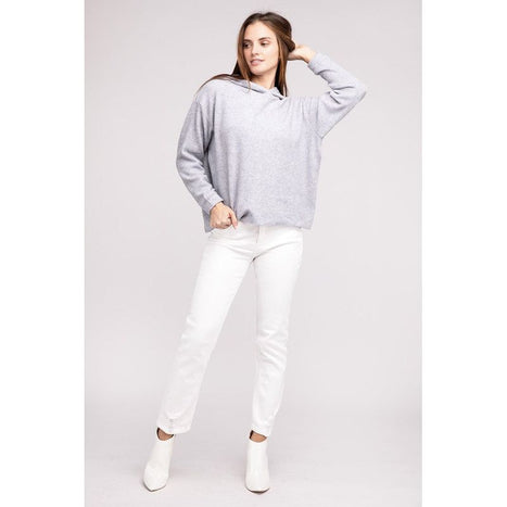 Hooded Brushed Melange Hacci Sweater