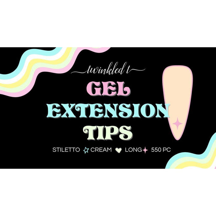 Twinkled T - Gel Extension Tips - Stiletto ♥︎ Cream ♥︎ Long